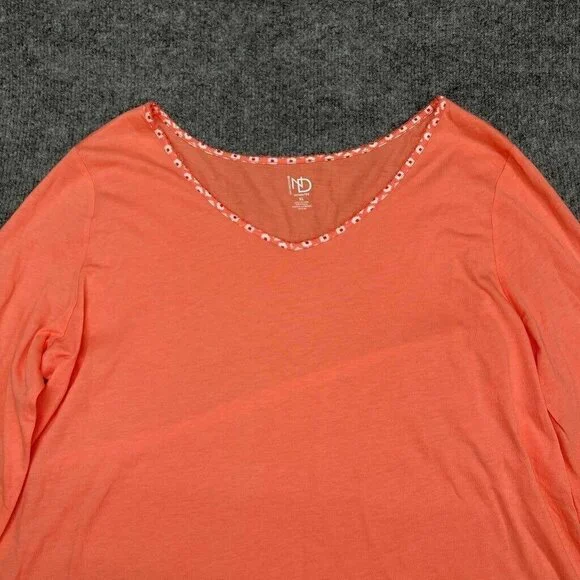 New Directions Intimates Pajama Top Womens XL Orange Geometric Long Sleeve New - Picture 4 of 9
